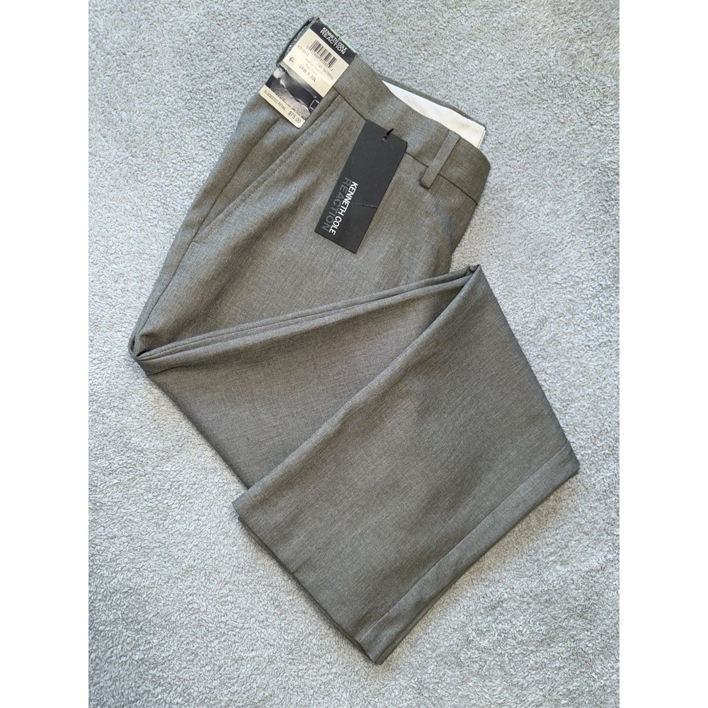 NWT Kenneth‎ Cole Reaction Heather Stretch Plain Front Mens 34x30